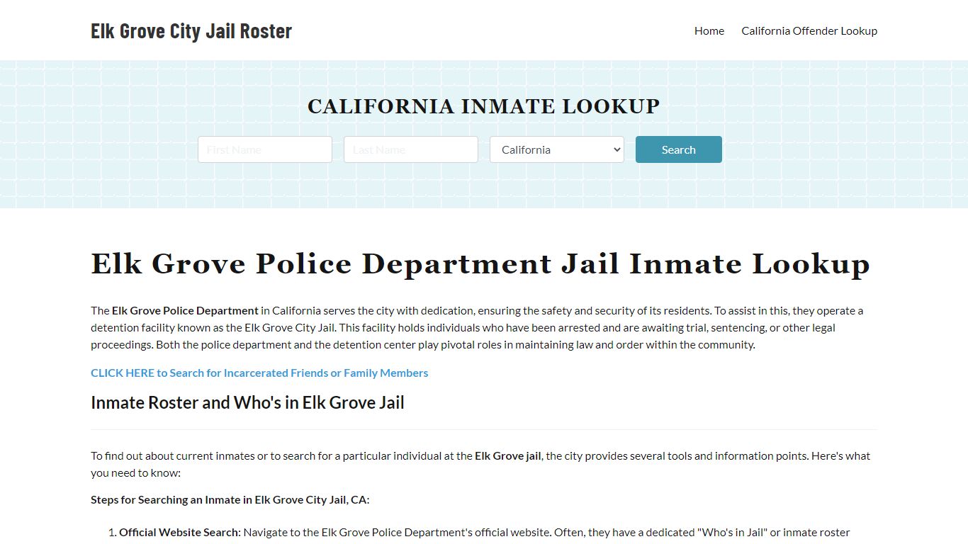 Elk Grove Police Department & City Jail, CA Inmate Roster, Arrests ...